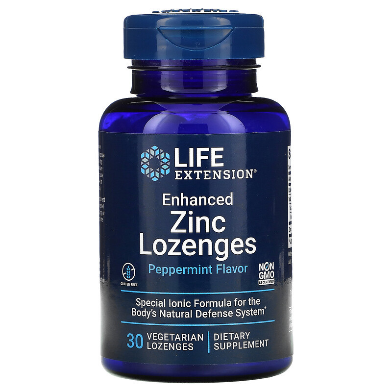 Цинк Life Extension "Enhanced Zinc Lozenges" посилений, 18.75 мг, м'ятний смак (30 льодяників)