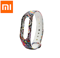 Силиконовый ремешок для фитнес браслета трекера Xiaomi Mi Band M2 с рисунком 2