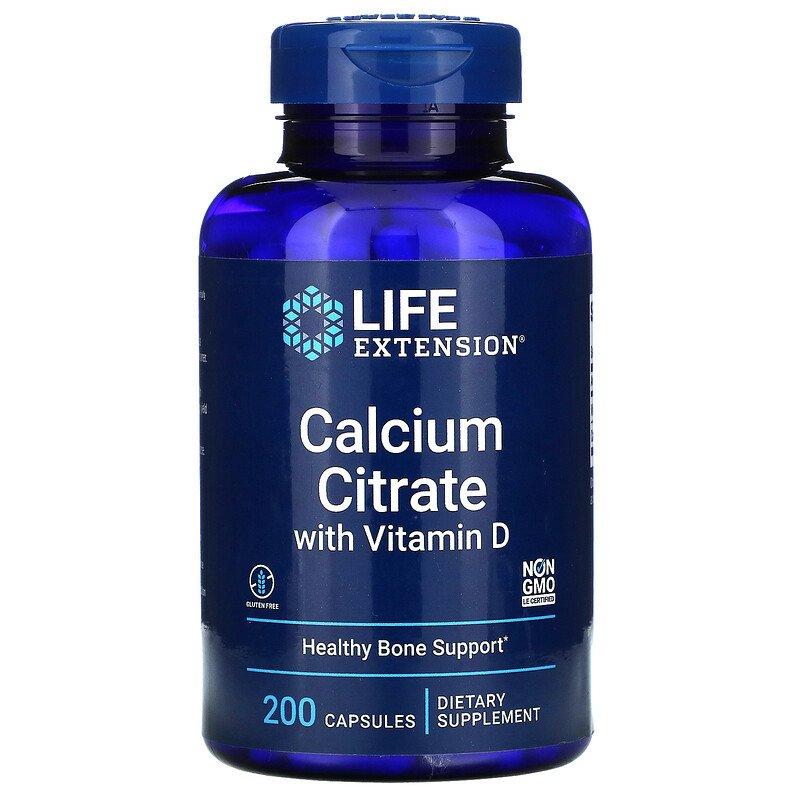 Цитрат кальцію Life Extension "Calcium Citrate with Vitamin D" з вітаміном D, 200 мг (200 капсул)