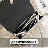 Жіноча класична сумка 5611 рептилія через плече клатч на короткій ручці багет біла, фото 4