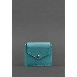 Шкіряне портмоне 4.2 на кнопці бірюзове
