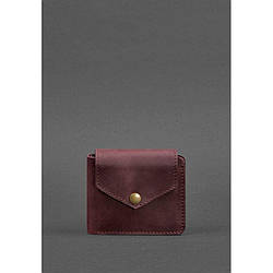 Шкіряне портмоне 4.2 на кнопці бордове Crazy Horse