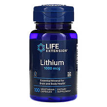 Літій Life Extension "Lithium" для роботи мозку, 1000 мкг (100 капсул)