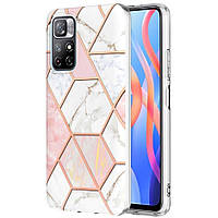 Защитный чехол Deexe Marble Pattern Xiaomi Poco M4 Pro 5G / Redmi Note 11 (Chinese version) - White / Pink