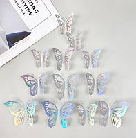Метелики декоративні фольговані 12 штук сріблястий