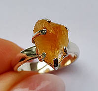 Регулируемое Handmade кольцо c боливийским неограненным Rough цитрином 12х10 мм
