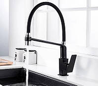 Змішувач для кухні Lamber 17214 з силіконовим виливом чорний матовий