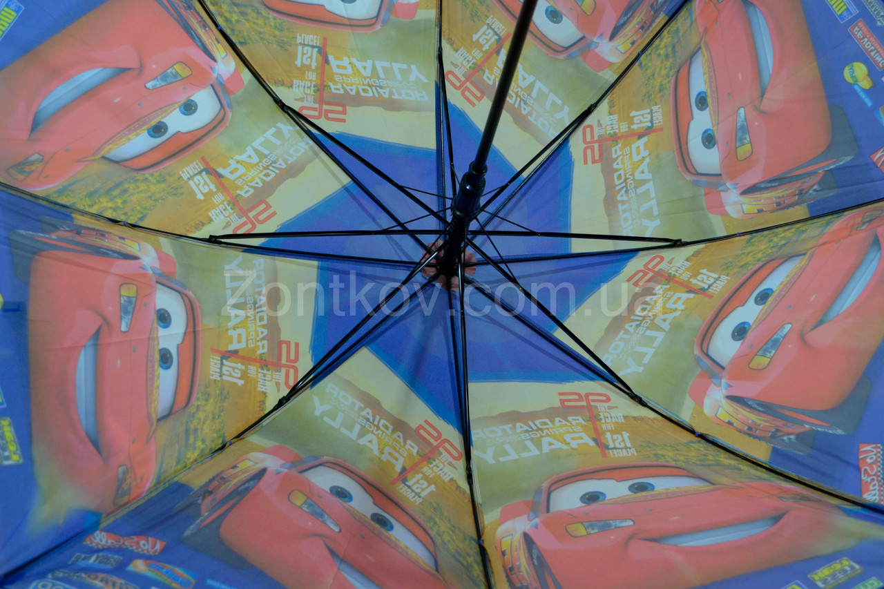 Зонтик детский для мальчика с машинками на 5-10 лет и большим куполом - фото 10 - id-p1552588296