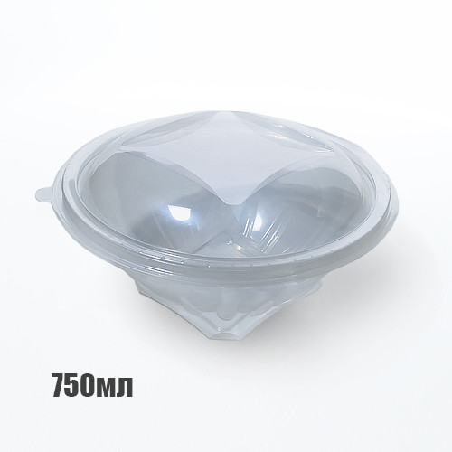Салатниця (PET) прозора з кришкою 775мл 50шт (2750) - фото 1 - id-p1552615351
