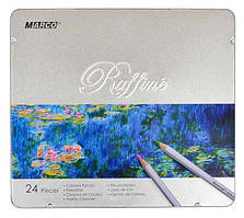 Олівці кольорові Marco Raffine 24 кольори в метал. кейсі