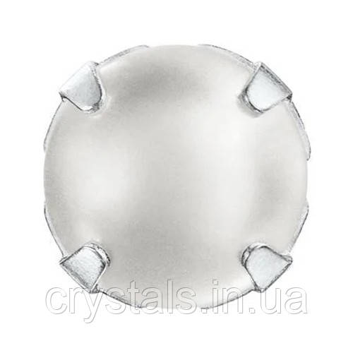 Кабошони в сапах Preciosa (Чехія) 5 мм White/срібло, фото 1