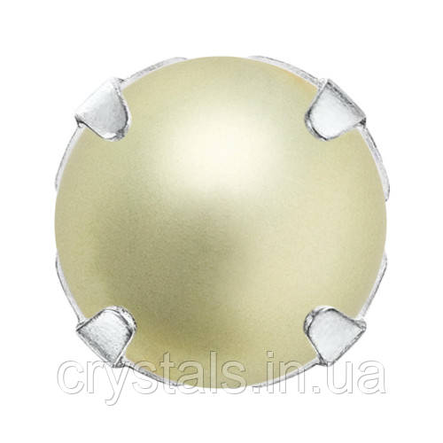 Кабошони в ланцюгах Preciosa (Чехія) 4 мм Light Green/срібло