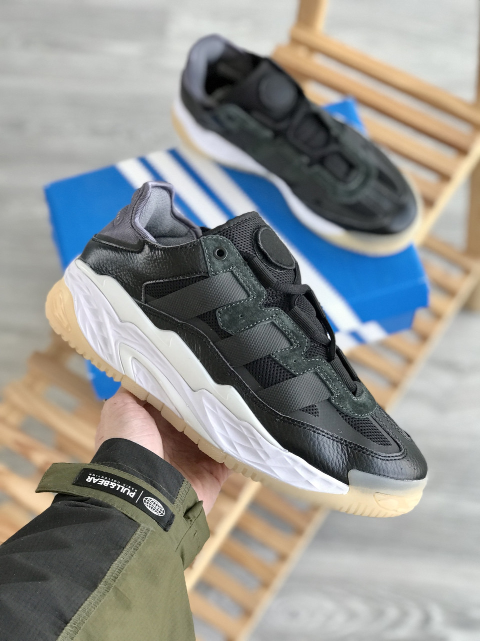 Чоловічі кросівки Adidas Niteball Black Взуття Адідас чорні модні молодіжні для хлопців