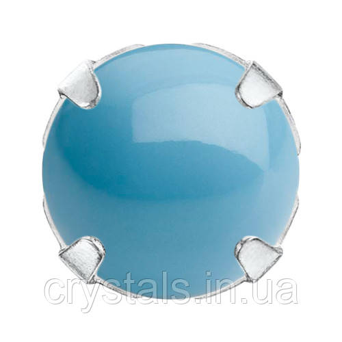 Кабошони в ланцюгах Preciosa (Чехія) 7 мм Aqua Blue/срібло