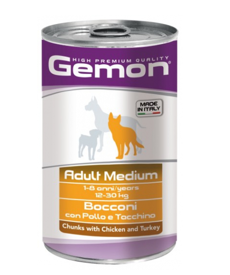 Консерва для собак середніх порід GEMON WET DOG ADULT з куркою та індичкою 1,25 кг