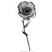 Флеш тату Серый цветок мака переводная-временная татуировка, водостойкая