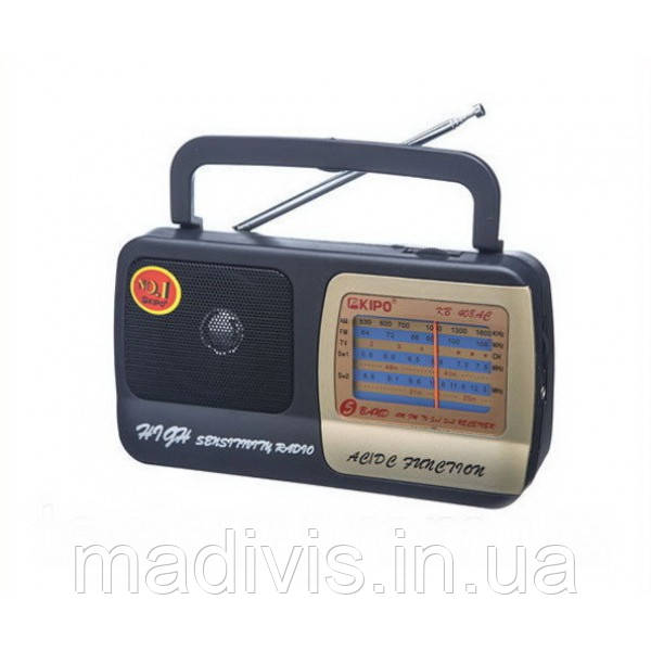 Радіоприймач KIPO KB-408AC, потужний тюнер Fm, Ам, TV