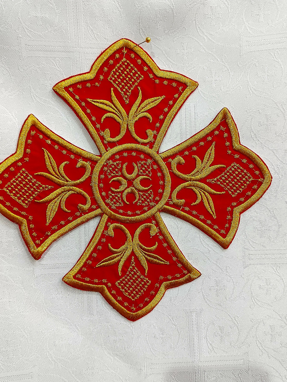 Хрест для церковного одягу великий 24 на 24 см на чорний зі сріблом