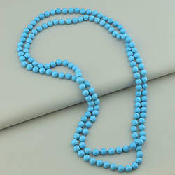 Намисто довгі блакитні з бірюзи (прес) довжина 150 см діаметр намистин 8 мм