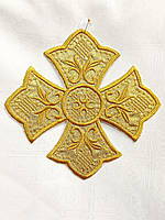 Хрест для церковного одягу великий 24 на 24 см на золотому золотом