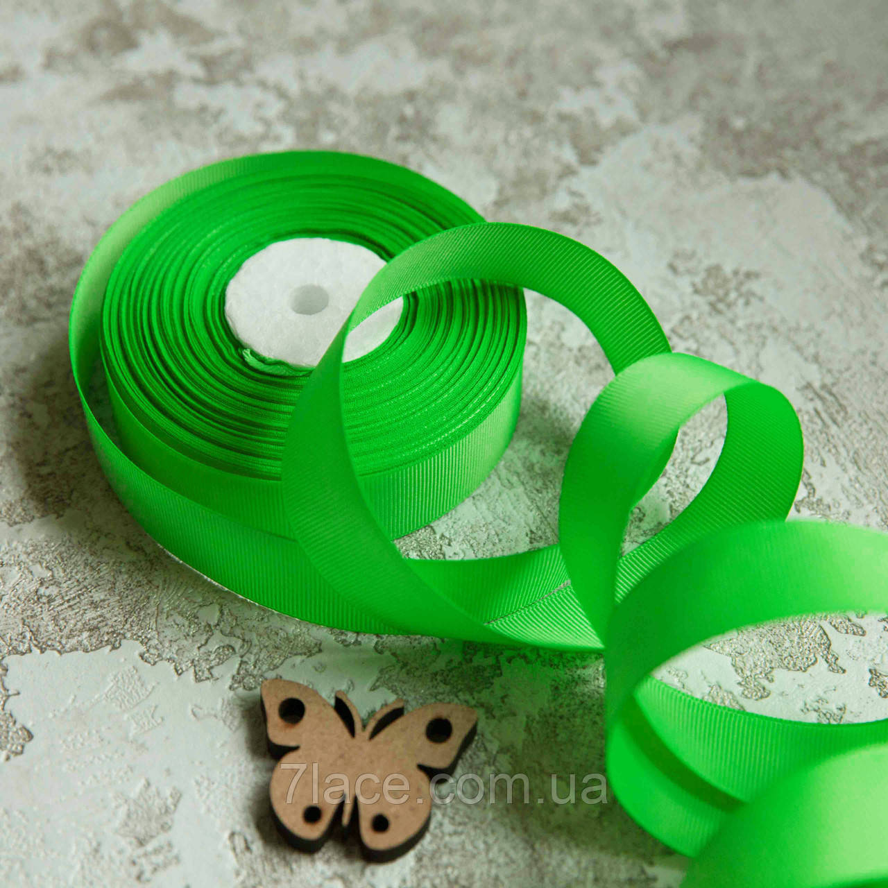 Репсова стрічка 2,5 см/колір салатовий/ширина 2,5 см/бобіна 23 м