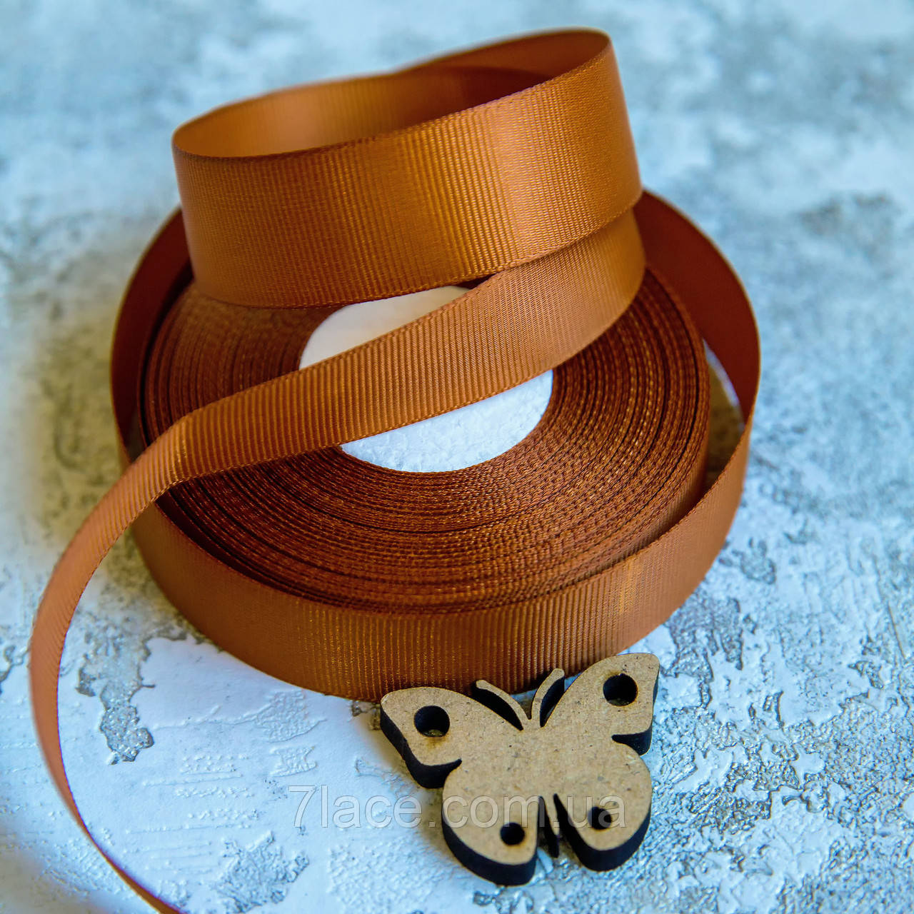 Репсова стрічка 2,5 см/колір світло-коричневий/ширина 2,5 см/бобіна 23 м