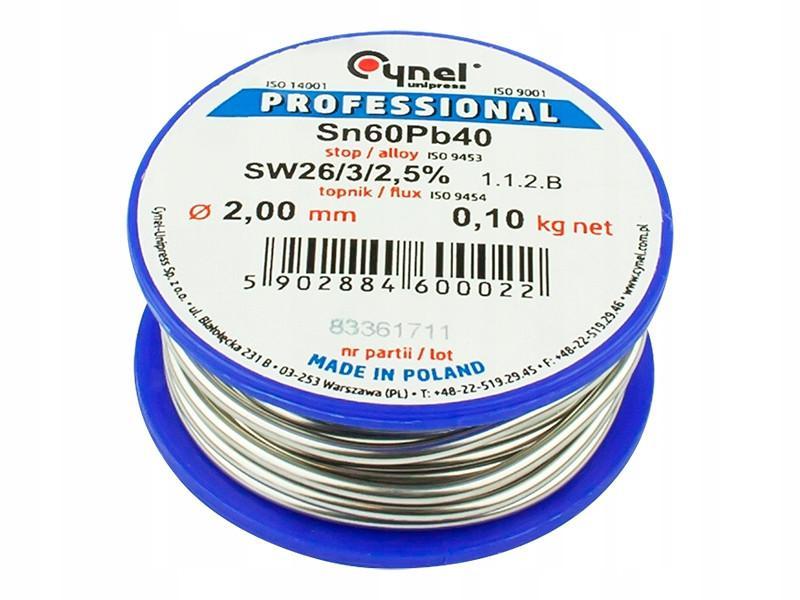 Припій CYNEL Sn60Pb40 100g 2mm легкоплавкий з каніфоллю