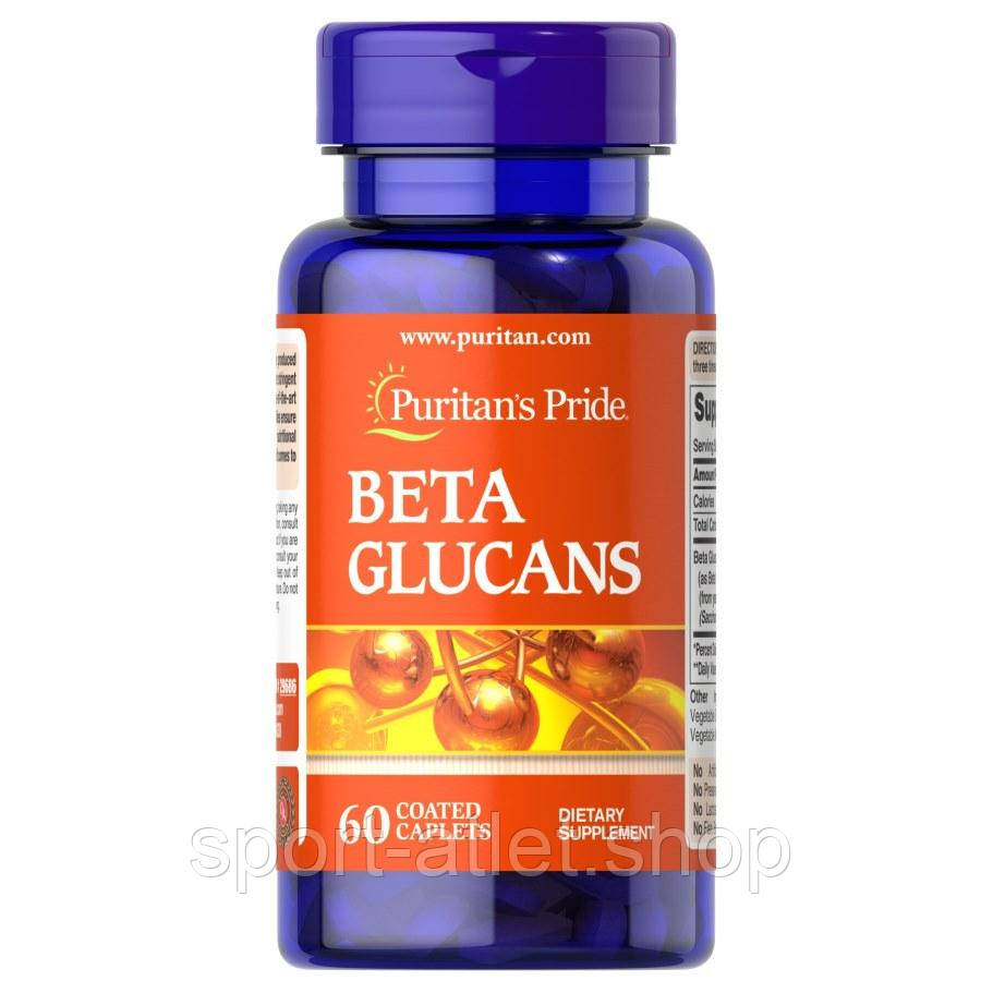 Натуральна добавка Puritan's Pride Beta Glucans 200 mg, 60 каплет, фото 1
