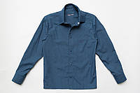Рубашка для мальчика с длинным рукавом детская на кнопках, джинс Style, SmileTime