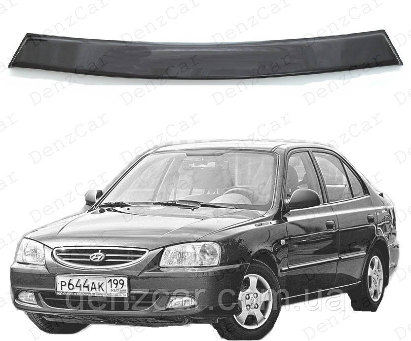 Дефлектор заднего стекла Hyundai Accent 1999-2005 (на скотче)\Спойлер заднего стекла Хюндай Акцент седан - фото 1 - id-p244357810