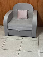 Крісло-ліжко Релакс Сірий 175х70 см Розкладне крісло для дітей Крісло-ліжко з декоративною подушкою