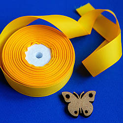 Репсова стрічка 2,5 см/колір насичено-жовтий/ширина 2,5 см/бобіна 23 м