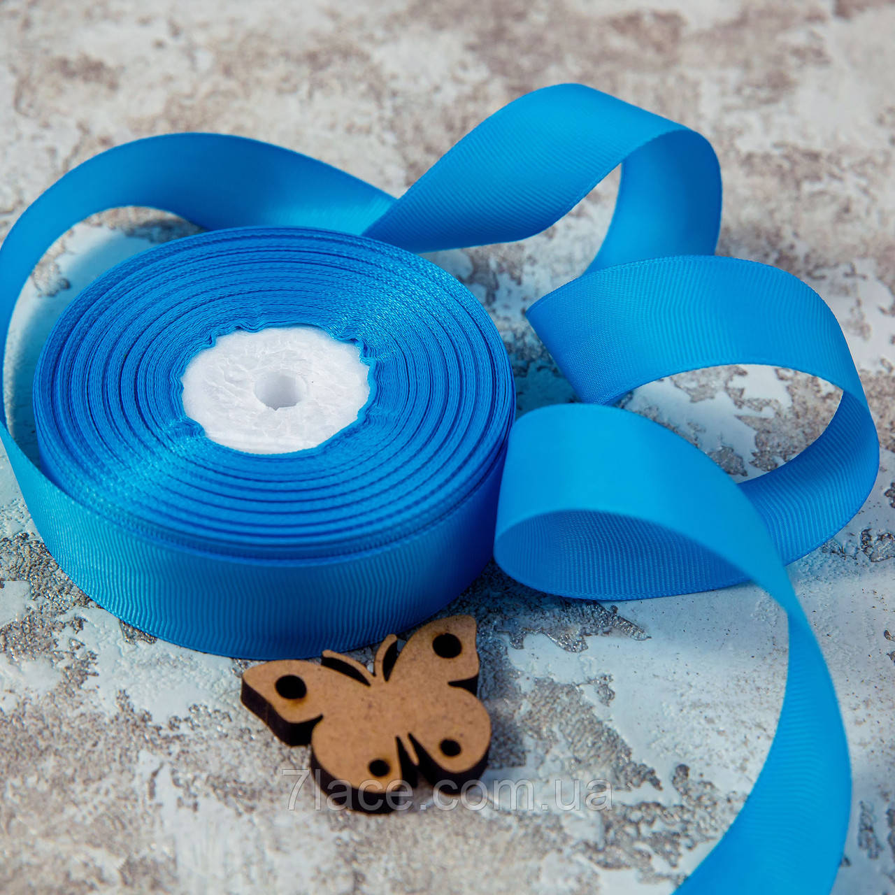 Репсова стрічка 2,5 см/колір бірюзовий/ширина 2,5 см/бобіна 23 м, фото 1