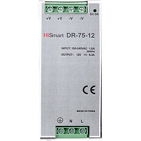 Блок живлення HiSmart 12 V, 6.3 A, 75 W, DIN