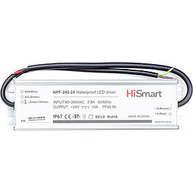 Блок живлення HiSmart 24 V, 10 A, 240W, PFC, IP67