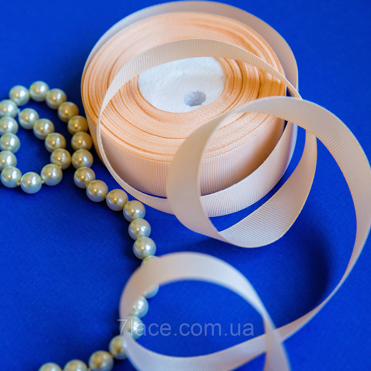 Репсова стрічка 2,5 см/колір персиковий/ширина 2,5 см/бобіна 23 м