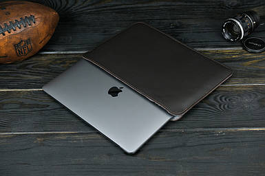 Шкіряний чохол для MacBook Дизайн №2 з повстю, натуральна шкіра Grand, колір коричневий відтінок Шоколад