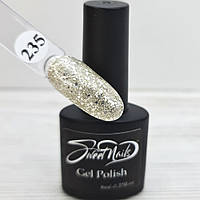 Гель лак для ногтей глиттерный серебрянный №235 Sweet Nails 8мл