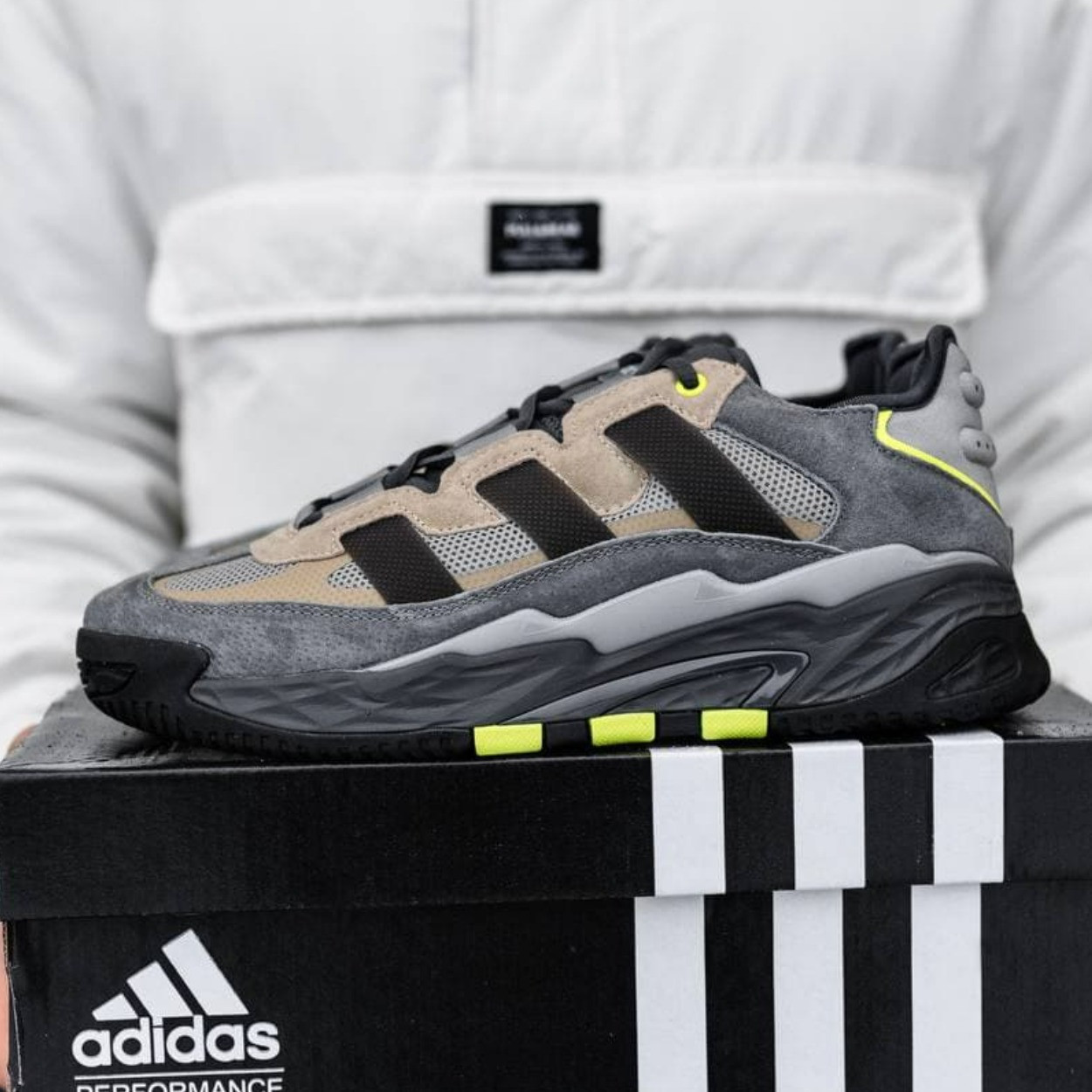 Кросівки чоловічі Adidas Niteball Grey сірі демісезонні шкіряні стильні адідас найтбол
