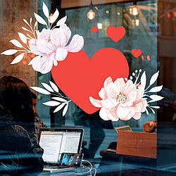 Декоративна наклейка "Серце з квітами"