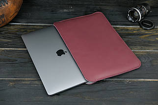 Шкіряний чохол для MacBook Air 13" (2018-2021) Дизайн №2 з повстю, шкіра Grand, колір Бордо, фото 3