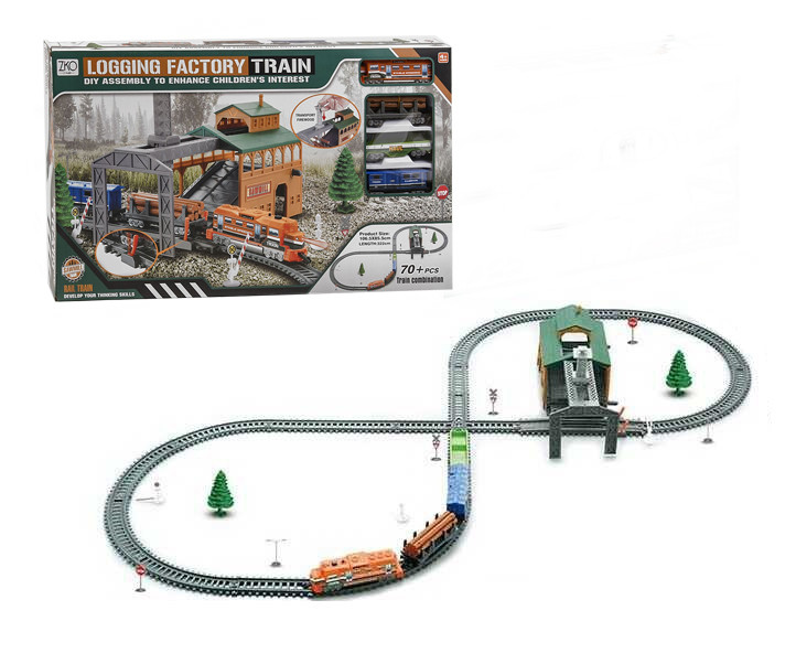 Дитяча ігрова залізниця "Лісовоз" Factory Train, 51 елемент, довжина шляхів 322 см, 4 вагона