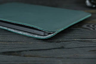 Чохол для MacBook Дизайн №2 з повстю з натуральної шкіри колір Зелений, фото 2