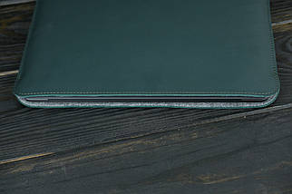 Чохол для MacBook Дизайн №2 з повстю з натуральної шкіри колір Зелений, фото 5