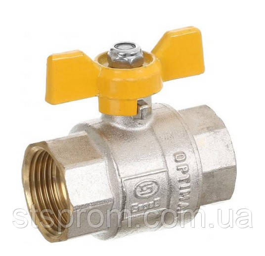 Кран кульовий ГРОСС OPTIMAL 15 1/2" метелик, М-М, жовтий, 502