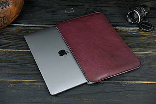 Чохол для MacBook Дизайн №2 з повстю з натуральної шкіри колір Бордо, фото 2