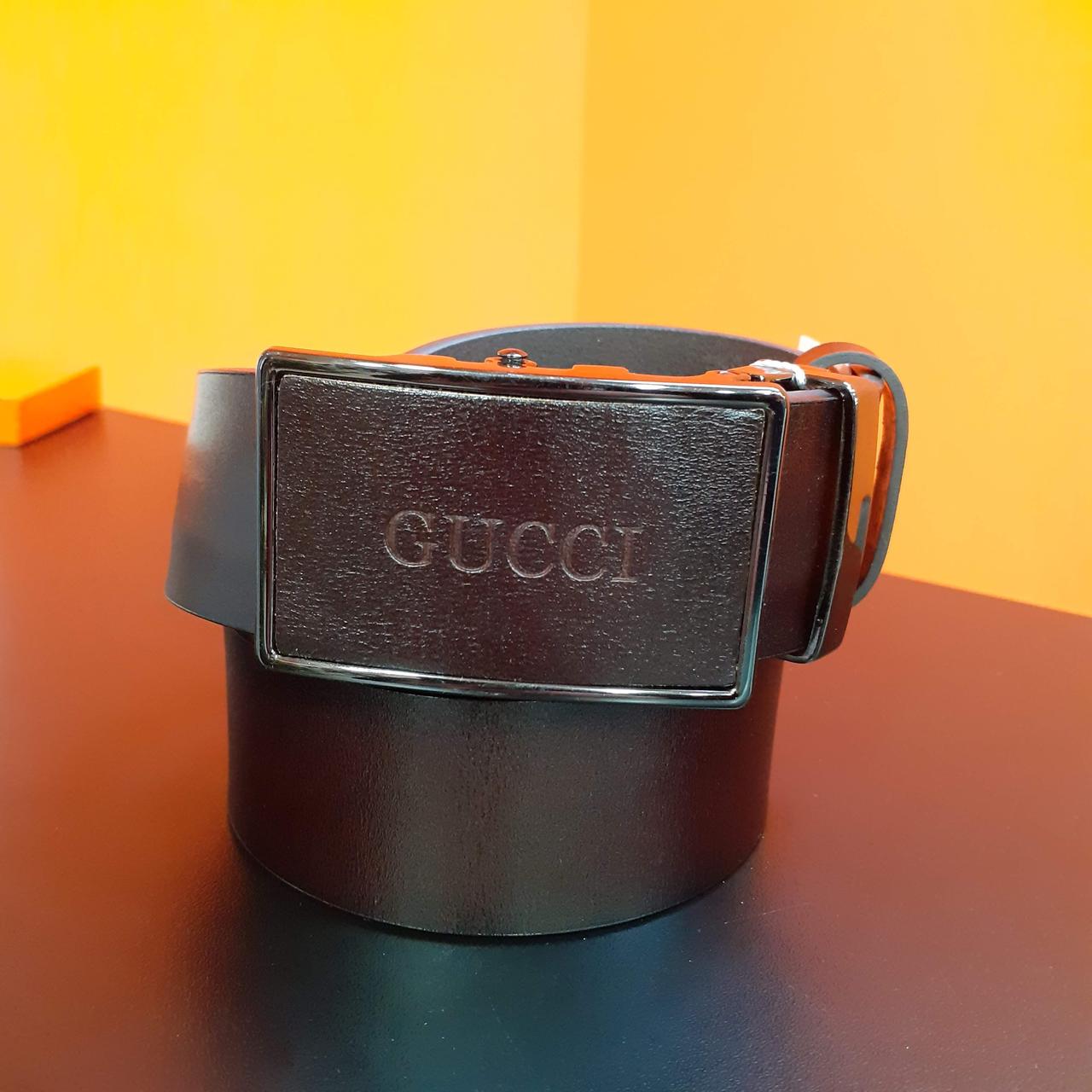 Шкіряний чоловічий ремінь автомат чорний GUCCI