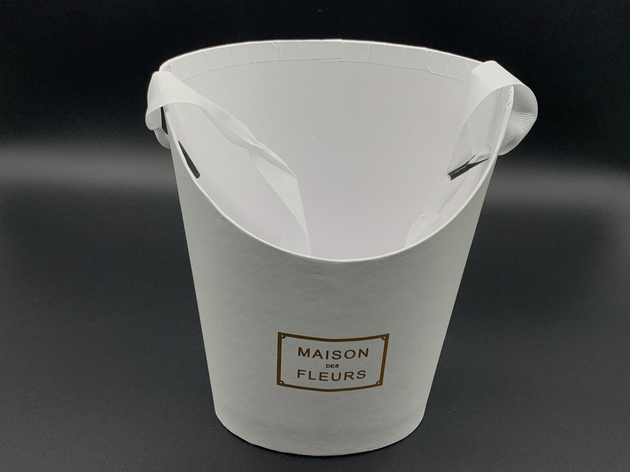 Коробки для квітів з ручкою. Колір білий. 19х15см