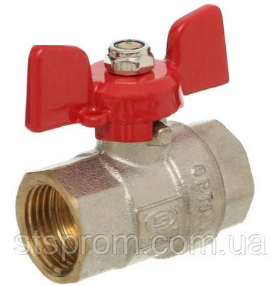 Кран кульовий ГРОСС OPTIMAL 15 1/2" метелик, М-М, червоний, 502