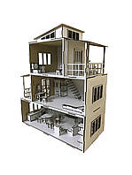 Кукольный домик PurewoodDecor с мебелью 60х50х25см